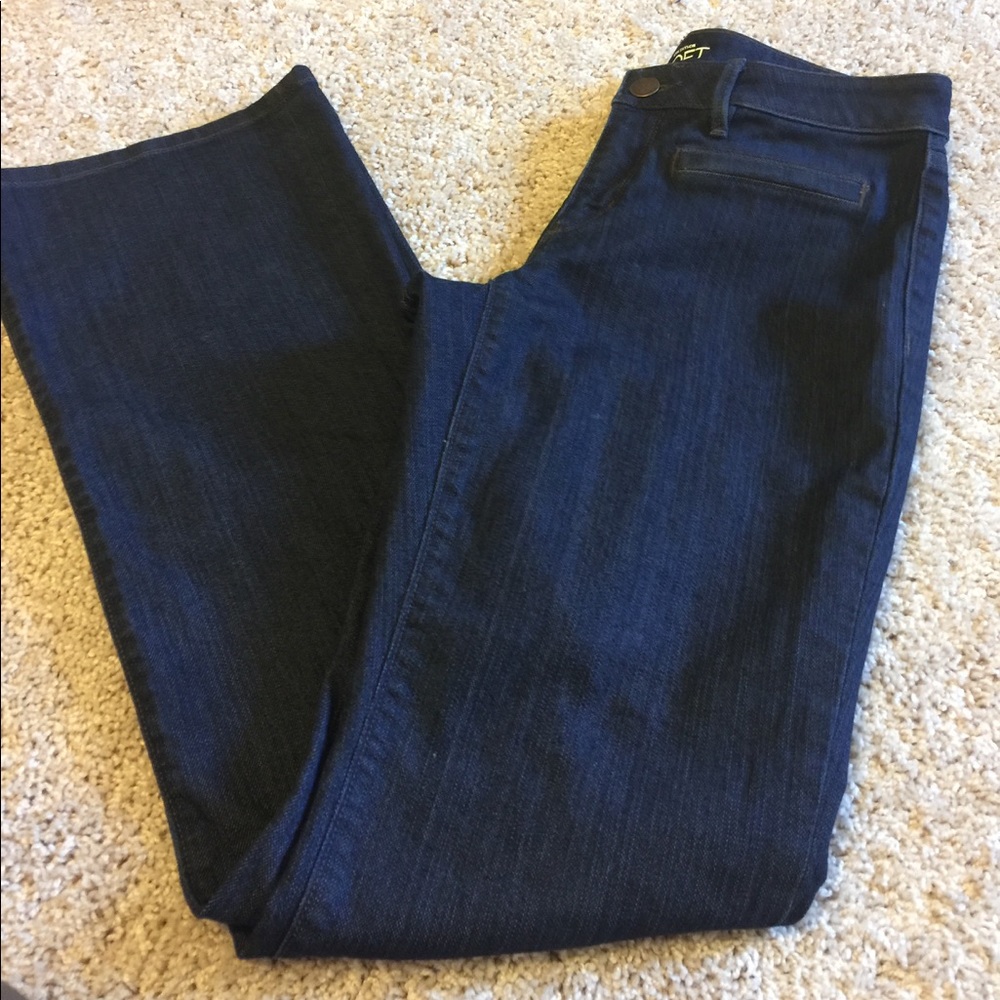 LOFT dark rinse curvy bootcut, approx 31.5 inseam